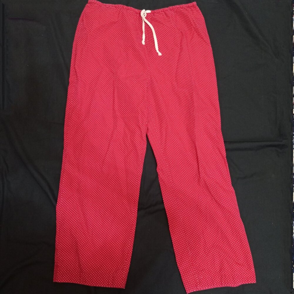 Eddie Bauer Red Polka Dot Sleepwear Cotton Stretch Pull On Pajama Pants